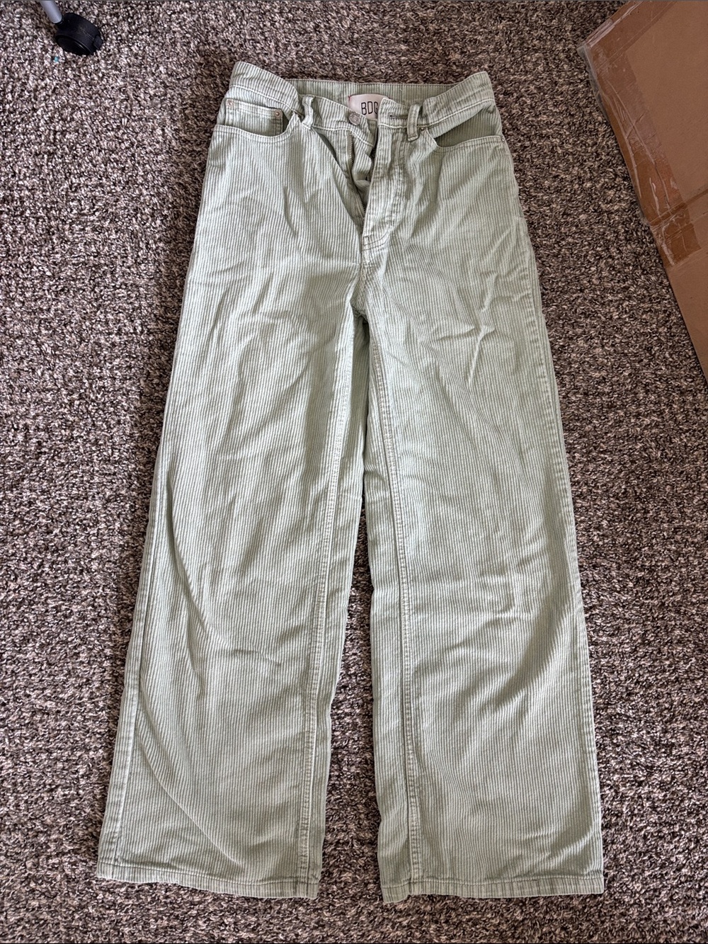 BDG Sage Green Corduroy Wide Leg Trousers